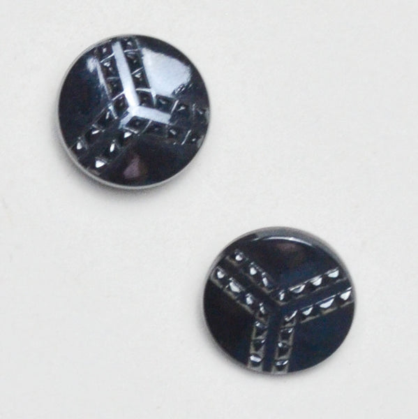 Dark Gray Carved Shank Buttons - Set of 2