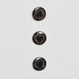 Black Glass + Gold Carved Triangle Shank Buttons - Set of 3