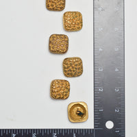 Gold Square Molded Plastic Shank Buttons - Set of 6