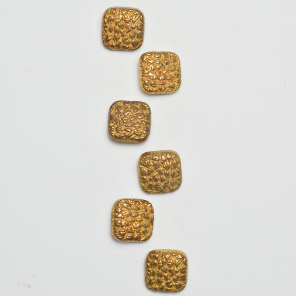 Gold Square Molded Plastic Shank Buttons - Set of 6