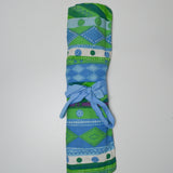 Blue + Green Tapestry/Crewel Wool Holder Roll Organizer