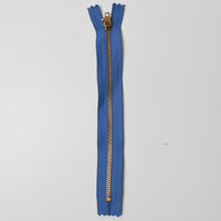 Blue YKK Brass Tooth Closed-End Zipper - 6"