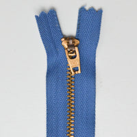 Blue YKK Brass Tooth Closed-End Zipper - 6"