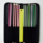 Long Knitting Needles + Ruler in Black Zipper Case