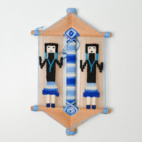 Blue + Tan Stick Weaving Wall Hanging