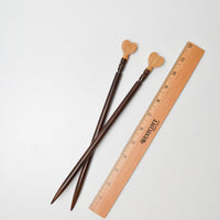 Heart Top Wooden Knitting Needles - Size 15