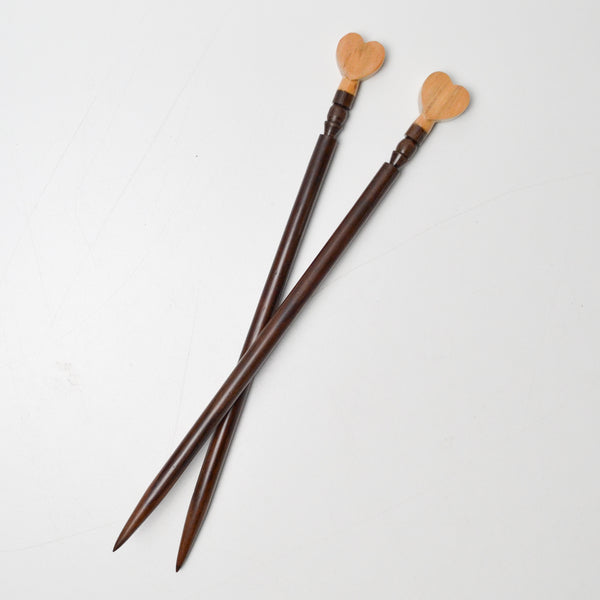 Heart Top Wooden Knitting Needles - Size 15