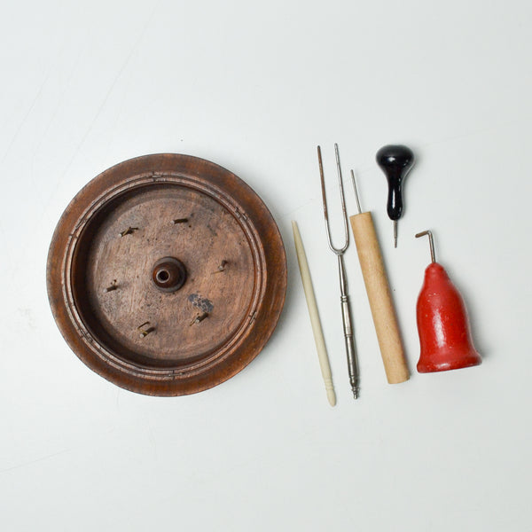 Wooden Spool Holder + Assorted Tools