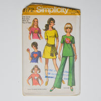 Vintage Simplicity 9172 Young Junior/Teens Mini Dress or Tunic + Bell Bottom Pants Sewing Pattern Size 13/14 Default Title