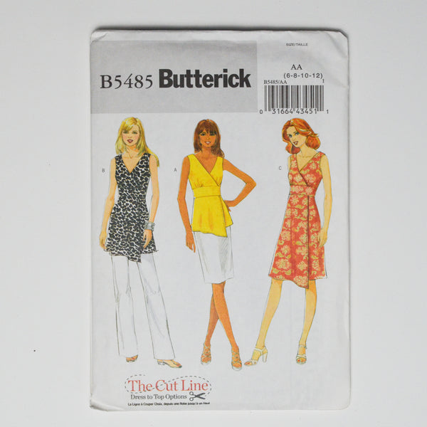 Butterick B5485 Misses' Top, Tunic, + Dress Sewing Pattern Size AA (6-12) Default Title