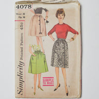 Simplicity 4078 Skirt Sewing Pattern - Waist 26 + Hip 36