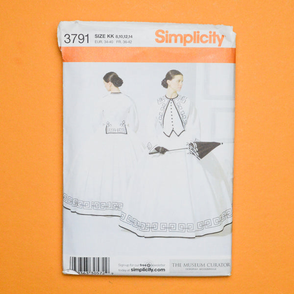 Simplicity 3791 Historical Dress Sewing Pattern Size KK (8-14)