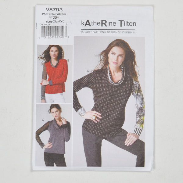 Katherine Tilton V8793 Top Sewing Pattern Size ZZ (L-XXL)