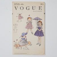 Vintage 1950s Vogue 2735 Child's Dress or Jumper Sewing Pattern - Size 6