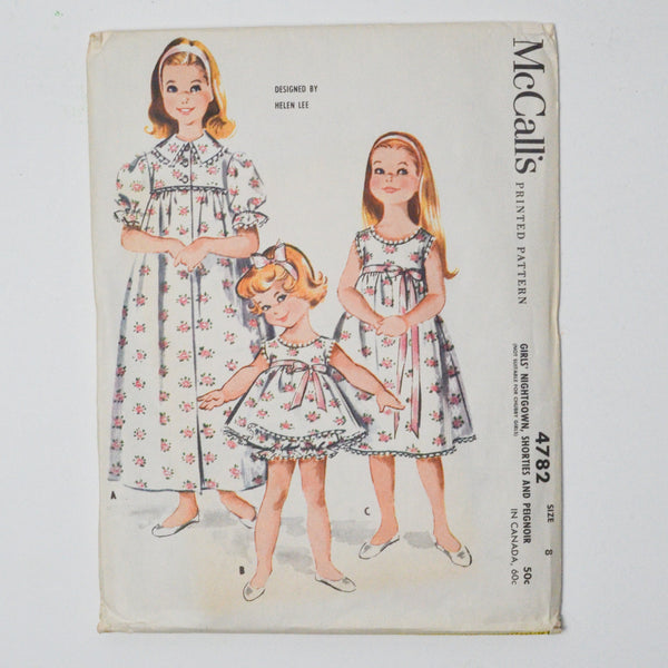 McCall's 4782 Child's Nightgown + Shorts Sewing Pattern - Size 8