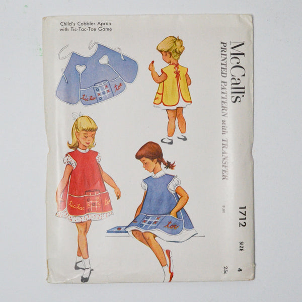 McCall's 1712 Child's Cobbler Apron Sewing Pattern with Tic-Tac-Toe Transfer - Size 4