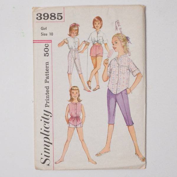 Simplicity 3985 Girl's Blouse + Pants Sewing Pattern - Size 10