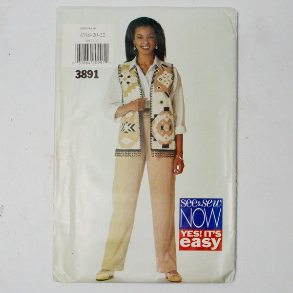 See + Sew 3891 Vest + Pants Sewing Pattern Size C (18-22)