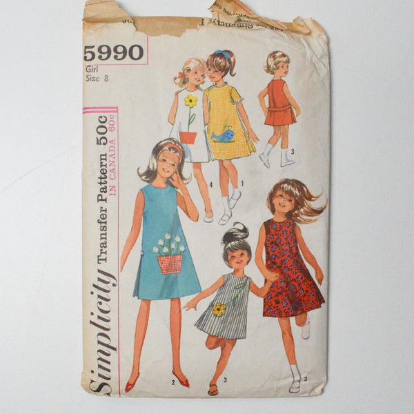 Simplicity 5990 Children's Dress Sewing Pattern - Size 8