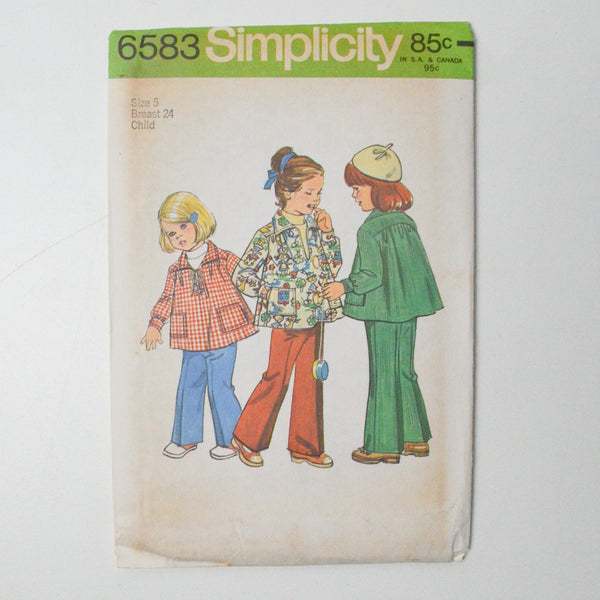 Simplicity 6583 Child's Pullover Smock Top + Pants Sewing Pattern - Size 5