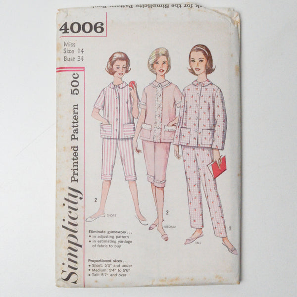 Simplicity 4006 Pajamas Sewing Pattern - Size 14