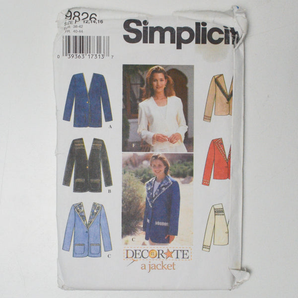 Simplicity 9826 Decorated Jacket Sewing Pattern - Size P (12-16)