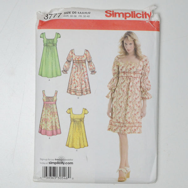 Simplicity 3777 Dress Sewing Pattern Size D5 (4-12)