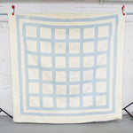 Blue + White Whitework Embroidered Quilt - 80" x 80" Default Title