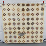 Brown + White Hand-Quilted Double Wrench Quilt - 78" x 38" (Damaged) Default Title