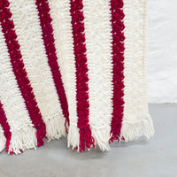 Red + White Striped Chunky Crochet Blanket 52" x 80" Default Title