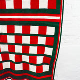 Green, White + Red Crochet Blanket - 40" x 66" Default Title