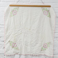 Floral Embroidered Linen - 28" x 30"