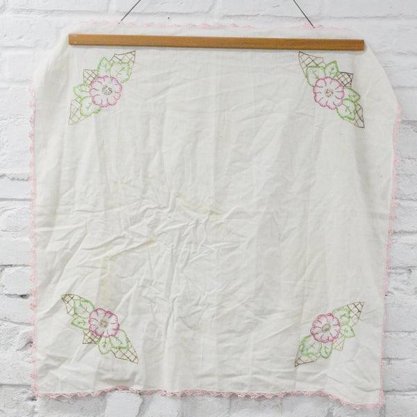 Floral Embroidered Linen - 28" x 30"