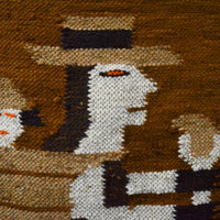 Brown Woman + Child Woven Wool Tapestry or Rug