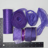 Purple Metallic + Tulle Ribbon Bundle - 6 Spools