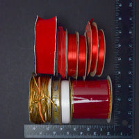 Red + Gold Ribbon + Cord Bundle - 10 Spools