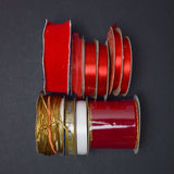 Red + Gold Ribbon + Cord Bundle - 10 Spools