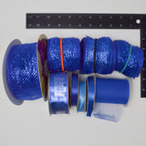 Blue Sparkly Tulle + Satin Ribbon Bundle - 9 Spools