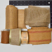 Brown, Metallic + Burlap Ribbon Bundle - 7 Spools