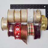 Red + Gold Metallic Ribbon Bundle - 13 Spools