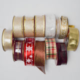 Red + Gold Metallic Ribbon Bundle - 13 Spools