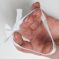 White 8" Satin Stretch Wide Loops with Pre-Tied Bows - Pack of 50