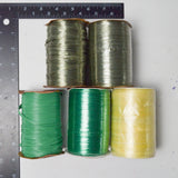 Green + Yellow Wraphia Imitation Raffia Pearlized + Matte Ribbon - 5 Spools