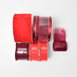 Red Flocked, Velvet + Satin Ribbon - 6 Spools