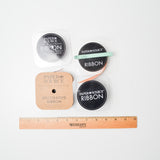 Black, Neutral + Peach Paper Source Chiffon + Satin Ribbon Bundle - 4 Spools