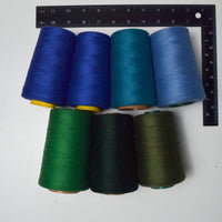 Blue + Green Polyester Thread - 7 Spools