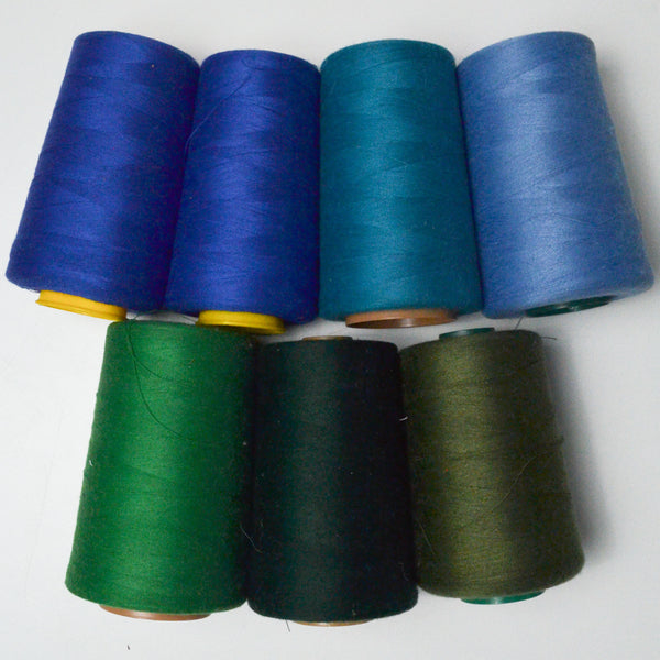 Blue + Green Polyester Thread - 7 Spools