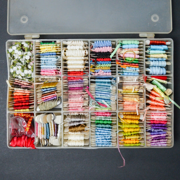 Colorful Embroidery Thread in Clear Compartment Case