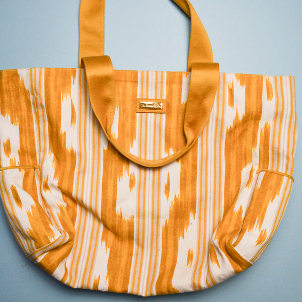 Jim Thompson Yellow + White Patterned Tote Bag