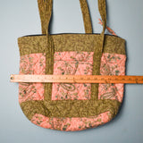 Quilted Pink + Green Paisley Tote Bag